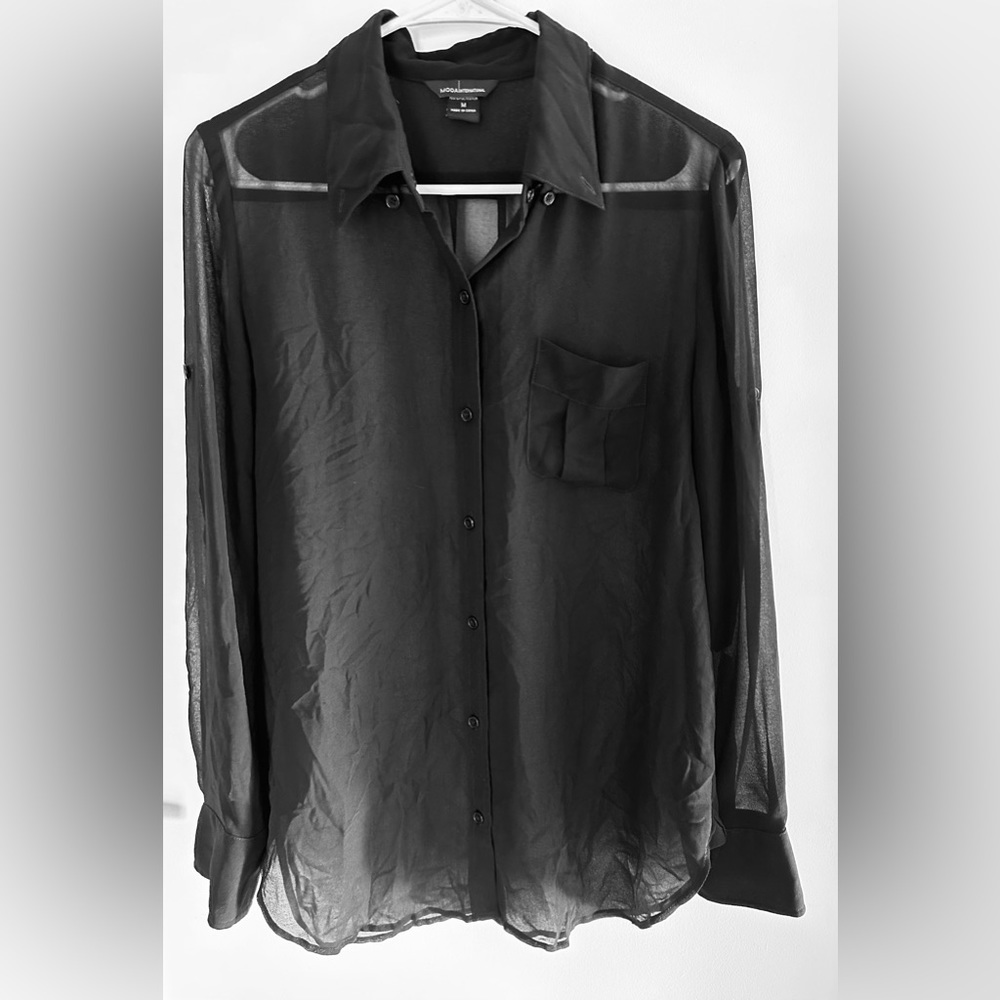 Moda International Sheer Long Sleeve Blouse size M